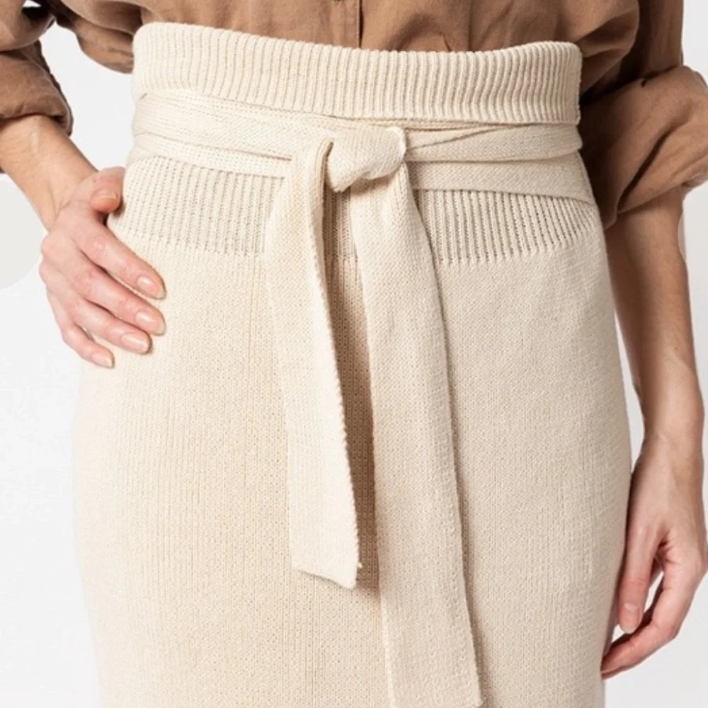 Lauren Manoogian Rib Knit Skirt NWOT crudo bone ivory S M brand size 0